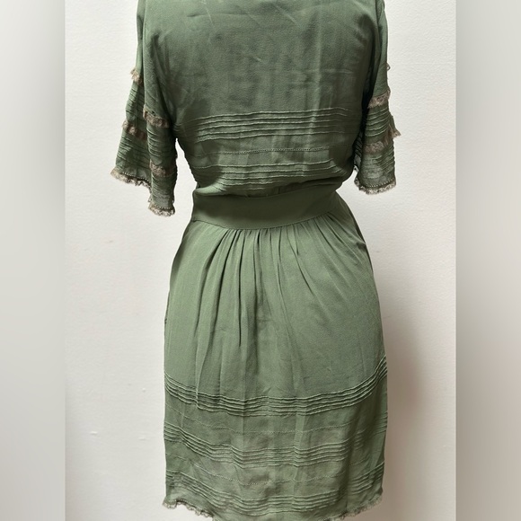 Anthropologie Pale moss green silk organza lacy dress (6) - Picture 2 of 7